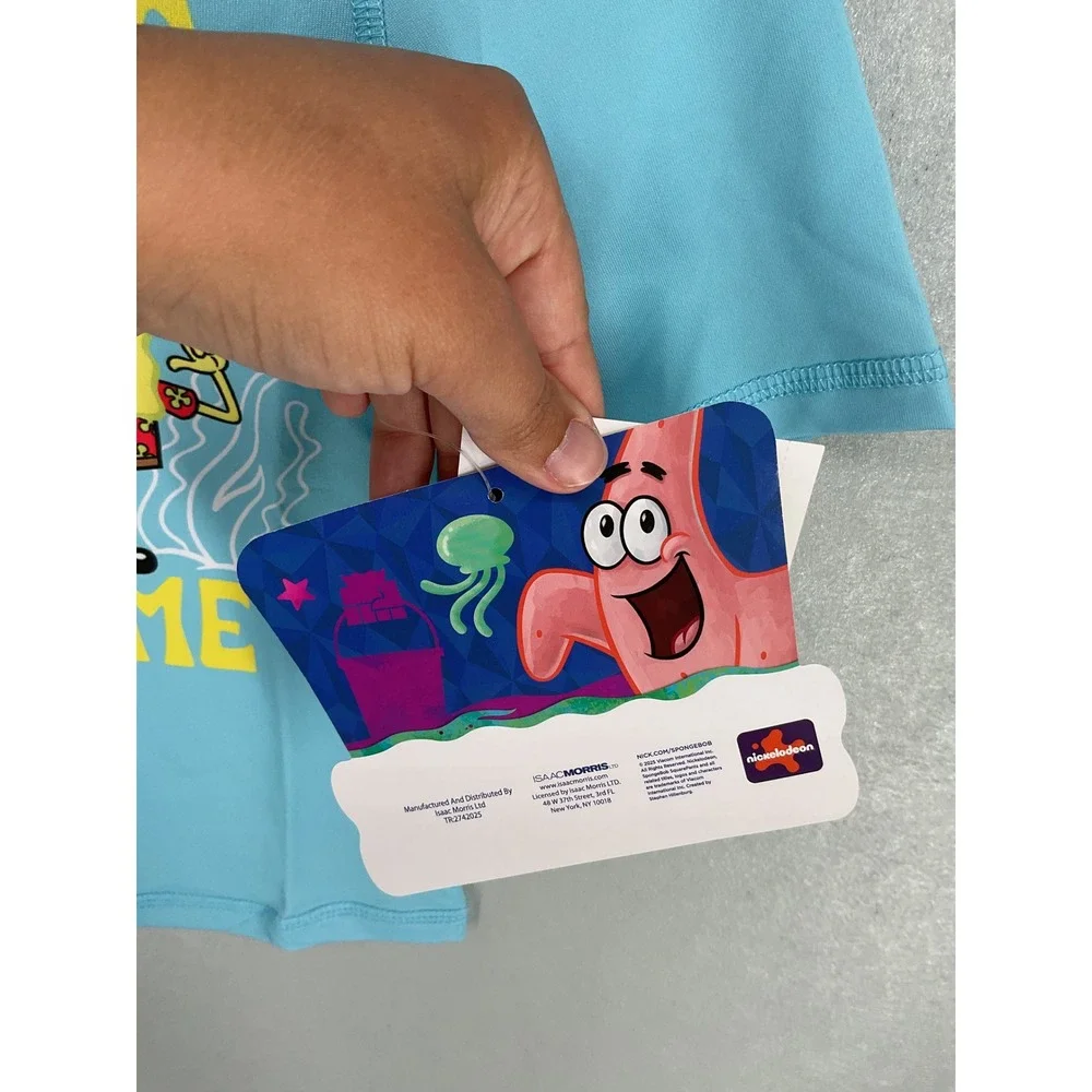 SpongeBob SquarePants Boys Rash Guard Blue Graphic Swim Shirt 4/5